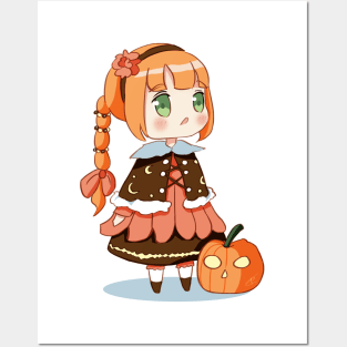 Mayu Chibi Halloween Pumpkin Girl Posters and Art